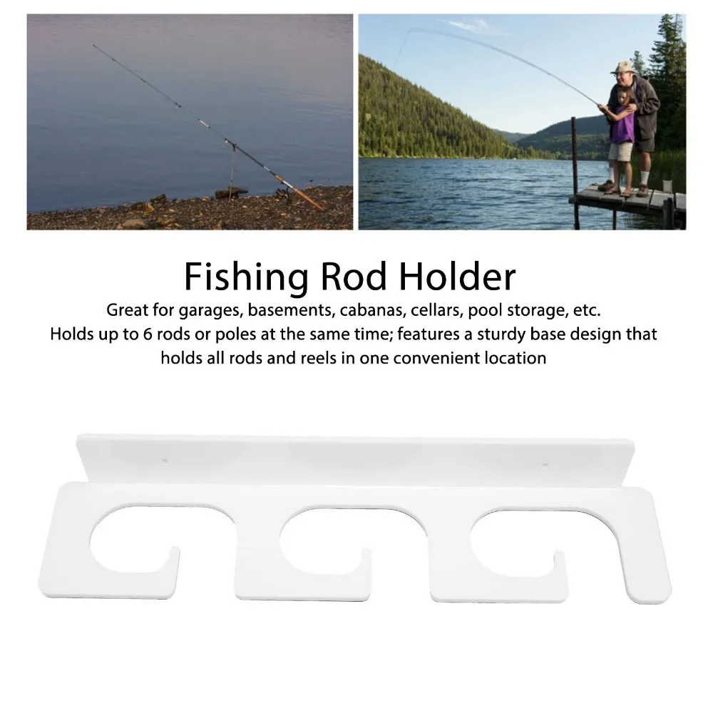 4Pcs Acrylic Fishing Rod Holder Wall Ceiling Mounted Horizontal Overhead Hanger Fishing Pole Rack Multifunctional Non-slip