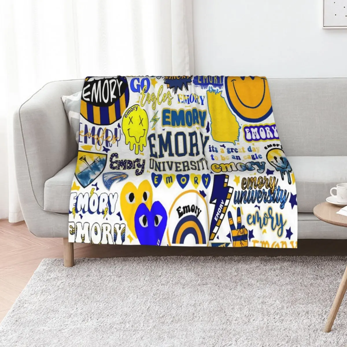 E M O R Y Eagles Collage Design Throw Blanket Decorative Sofa Camping Sofa Throw Soft Beds Bed linens Blankets
