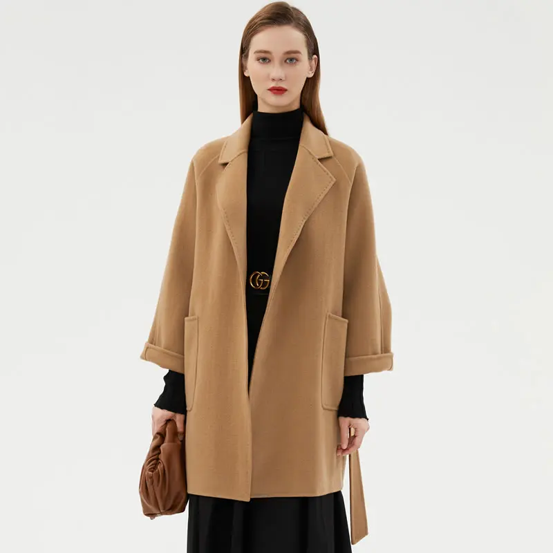 New Women's Cashmere Double sided Medium length Coat Classic, Versatile, Multi functional and Fashionable Suitable for Business