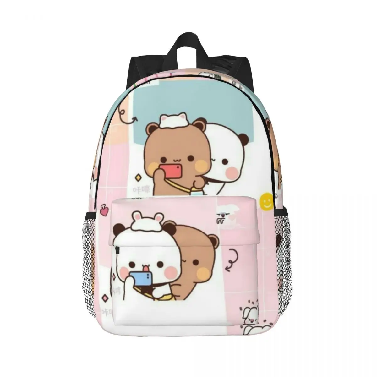 Cute Bear Panda Boo Boo & One Two For Girls Boys Large Capacity Student Backpack Lightweight waterproof Backpack 15inch