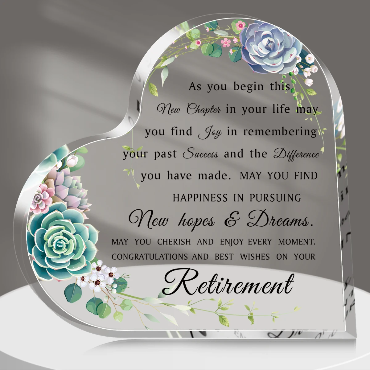 1pc Acrylic Heart Plaque Retirement Gifts For Men Women, Happy Retirement Gift for Mom,Friends,Coworker,Teacher,Nurse,Room Decor
