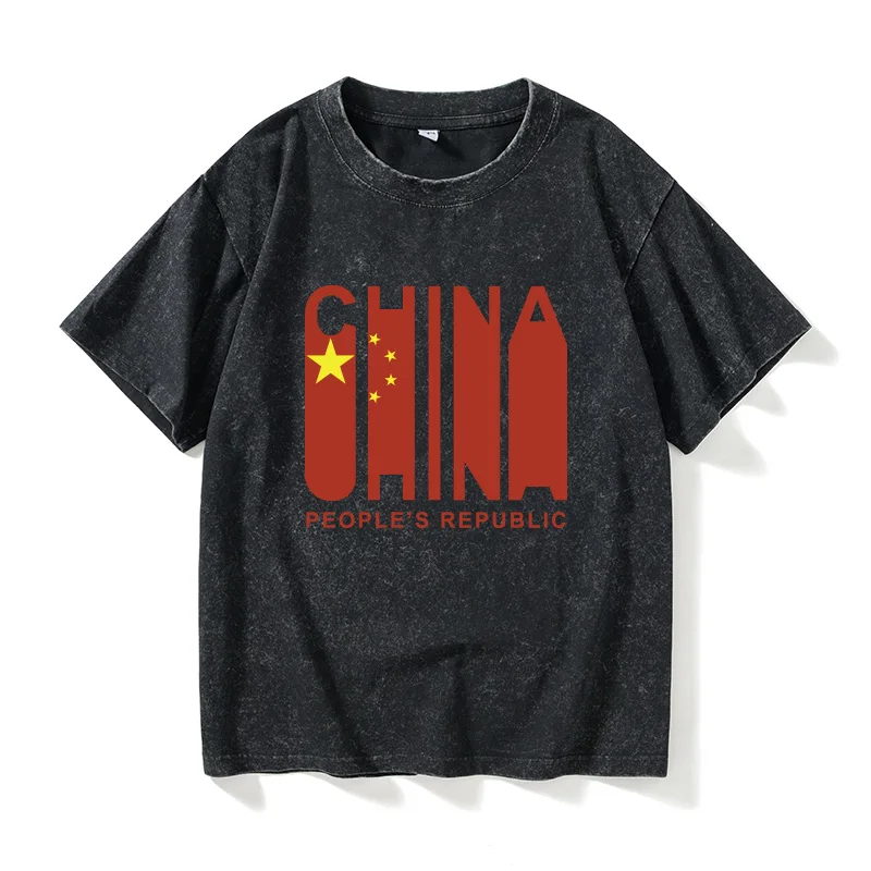 

Футболка с принтом в стиле ретро-карты Китая, круглый вырез, повседневный свободный крой, летний топ для мужчин и женщин