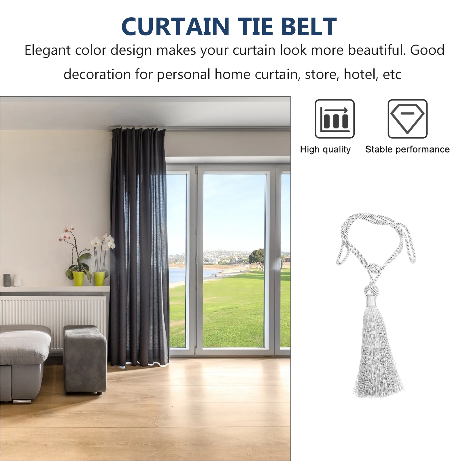 

2Pcs Curtain Strap Decors Woven Texture Elegant Tiebacks for Home Hotel Office Window Curtain Fixator Accessory