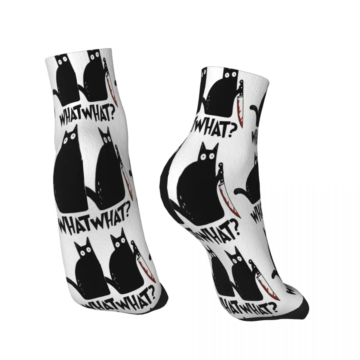 What Murderous Knife Black Cat Halloween Meme Ankle Socks Male Mens Women Spring Stockings Polyester