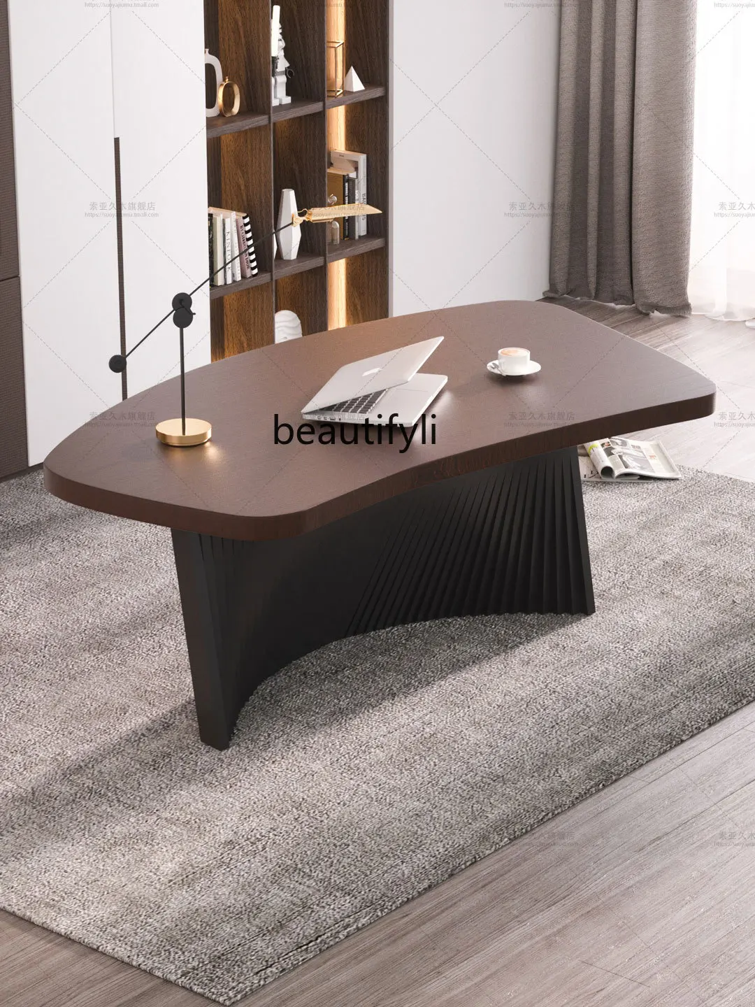 

Italian-Style Desk High-Grade Special-Shaped Boss Office Desk for Boss Designer Household Solid Wood Computer Desk