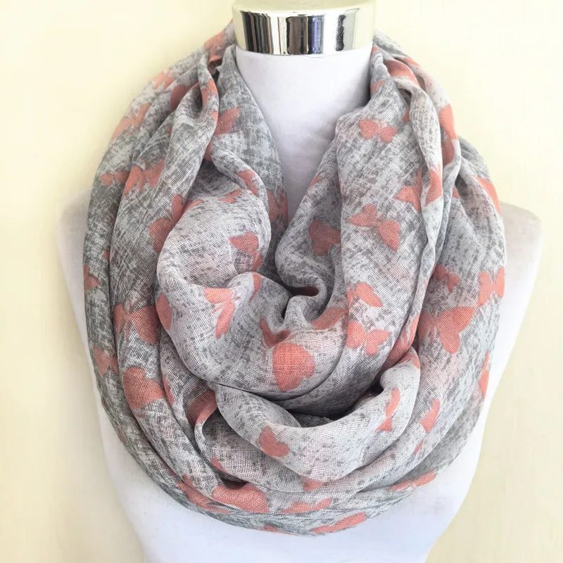 Nouveauté mode imprimé animal anneau écharpe papillon dames foulards Pashmina femmes foulards papillon offre spéciale infini écharpe