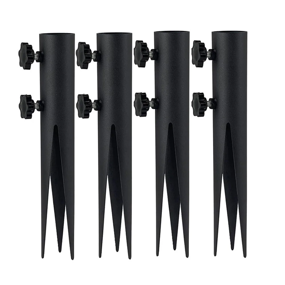 Steel Ground Spikes Set of 4 for Torch Stands Solar For Lights Flag Poles Fishing Rods Outdoor Garden Stakes Metal Posts