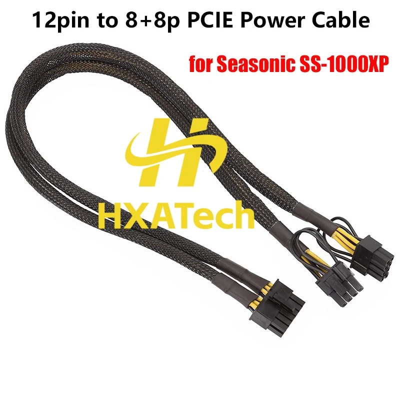 HXATech- High Quality Sleeved 12pin to 8+8pin PCIE Graphic Card Power Supply Cable for Seasonic SS-1000XP P-860 P-1000 X-1050