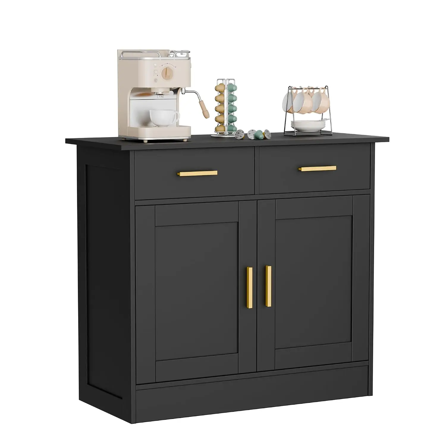 Buffet Cabinet Kitchen Storage Sideboard Console Coffee Bar Living Dining Entryway 2 Doors Drawers 35.4