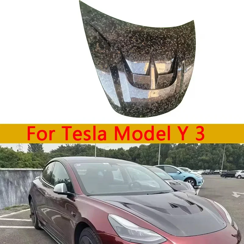 For Tesla Model Y Carbon Fiber Hood Model 3 Engine Cover Car Headliner The trunk lid Upgrade body kit 