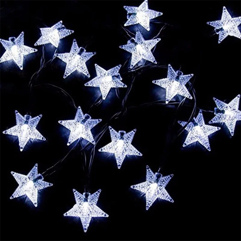 Solar Star String Lights Outdoor Waterproof LED Solar Powered Fairy Lights For Christmas Patio Garden Yard Porch Wedding Decor
