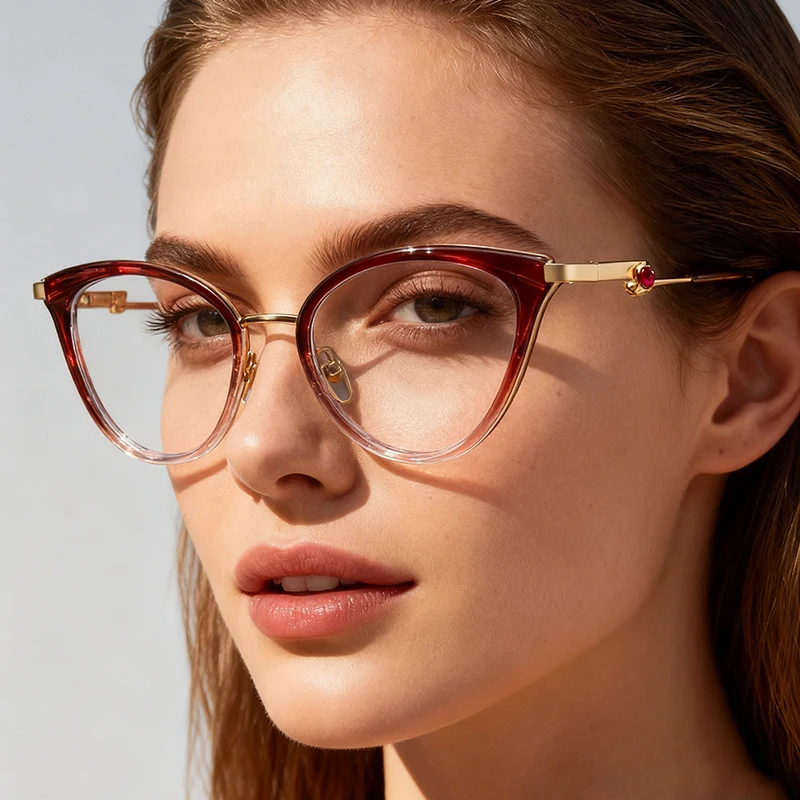 Farbverlauf Luxus Diamant Brillen Rahmen Frauen Lesebrille Marke Designer Blau Licht Blockieren Rezept Brillen