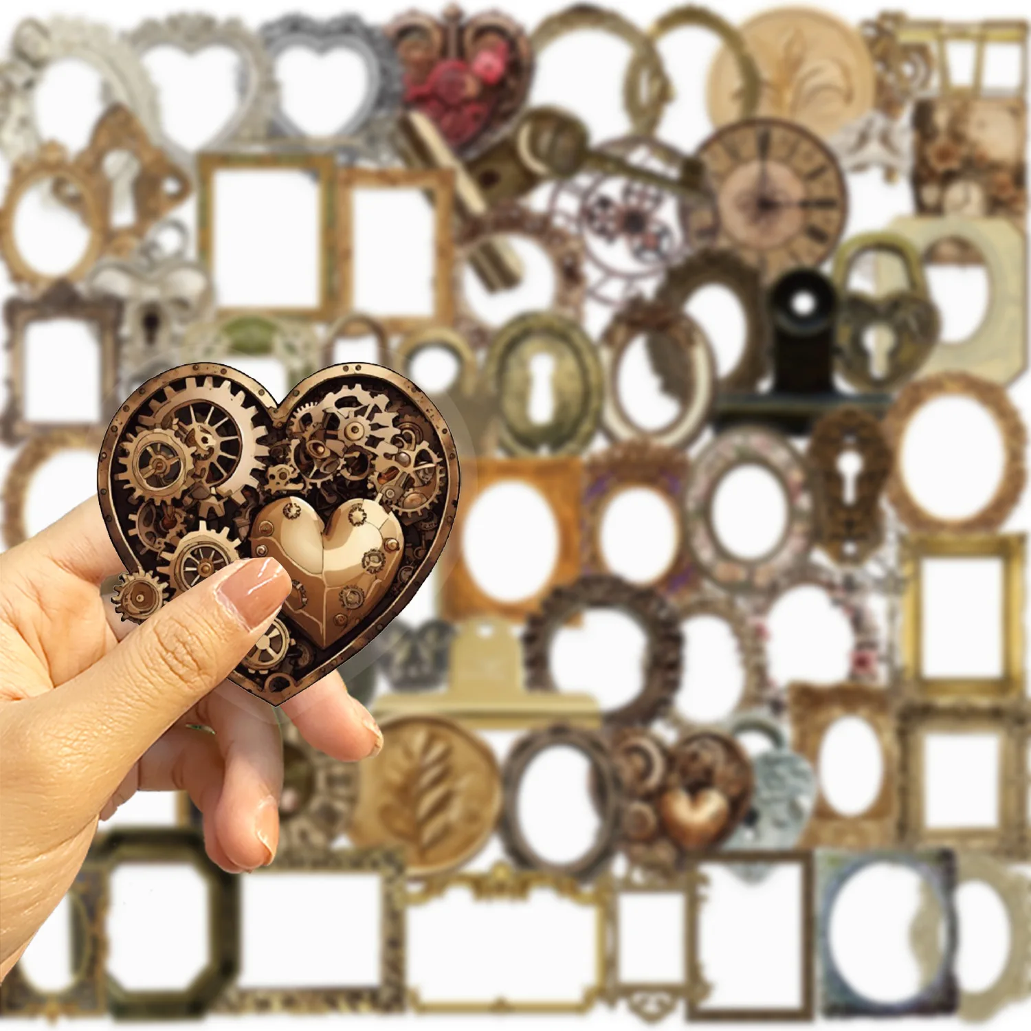 3 cartoon retro gem frame series transparent PET material stickers for decorating journals, DIY phone cases, and water cups