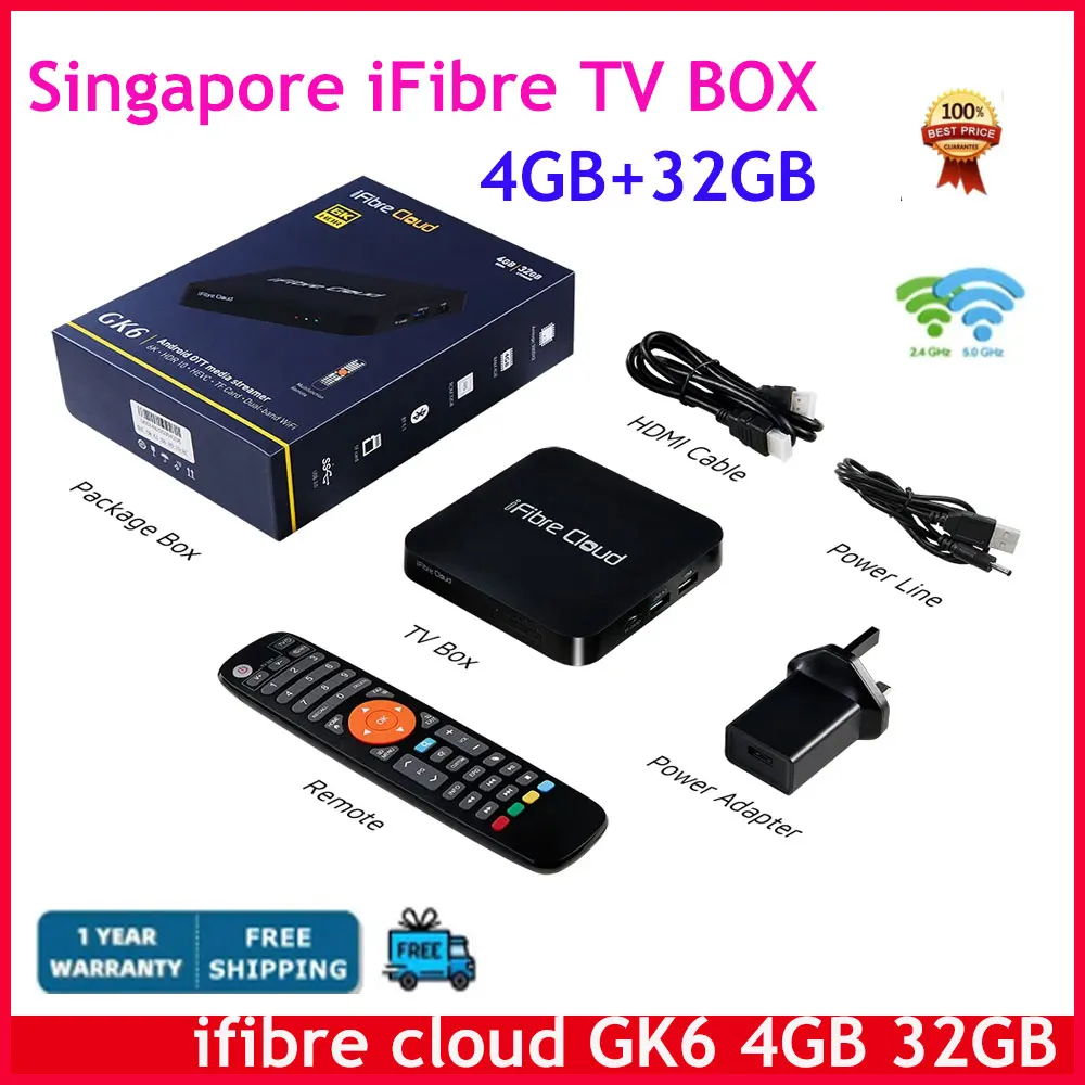 

[Genuine]Latest Singapore starhub fiber tv box ifibre cloud GK 6 android 4gb 32gb dual wifi media player Upgraded Version of s8