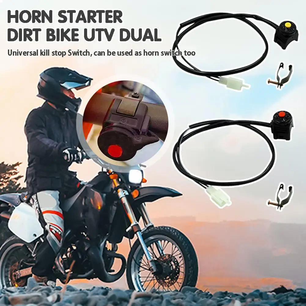 Motorcycle Kill Stop Switch Red Push Button Horn Starter Dirt Bike ATV UTV Dual Sport For 22mm Handlebar Mounted Bars