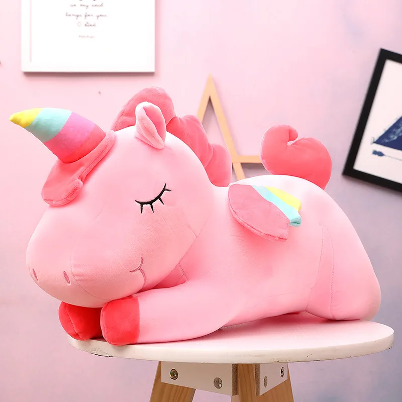 30/40cm unicornio juguetes de peluche muñeca Kawaii unicornio tumbado suave lindo blanco rosa caballo apaciguar muñeca juguetes niños niñas regalos de cumpleaños