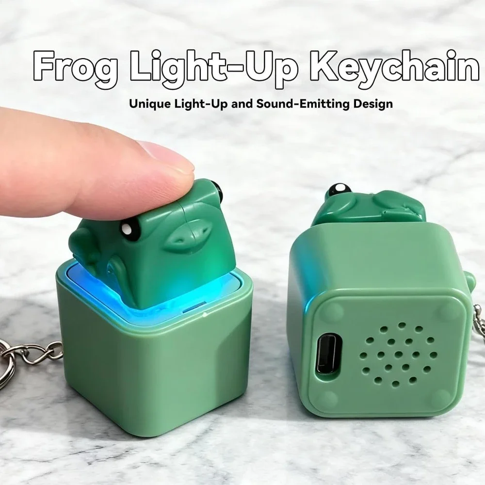 Funny Frog Duck Key chains Rechargeable Keyboard Clicker Sound Keyring with LED Light for Stress Relief Fashion Jewelry 2026
