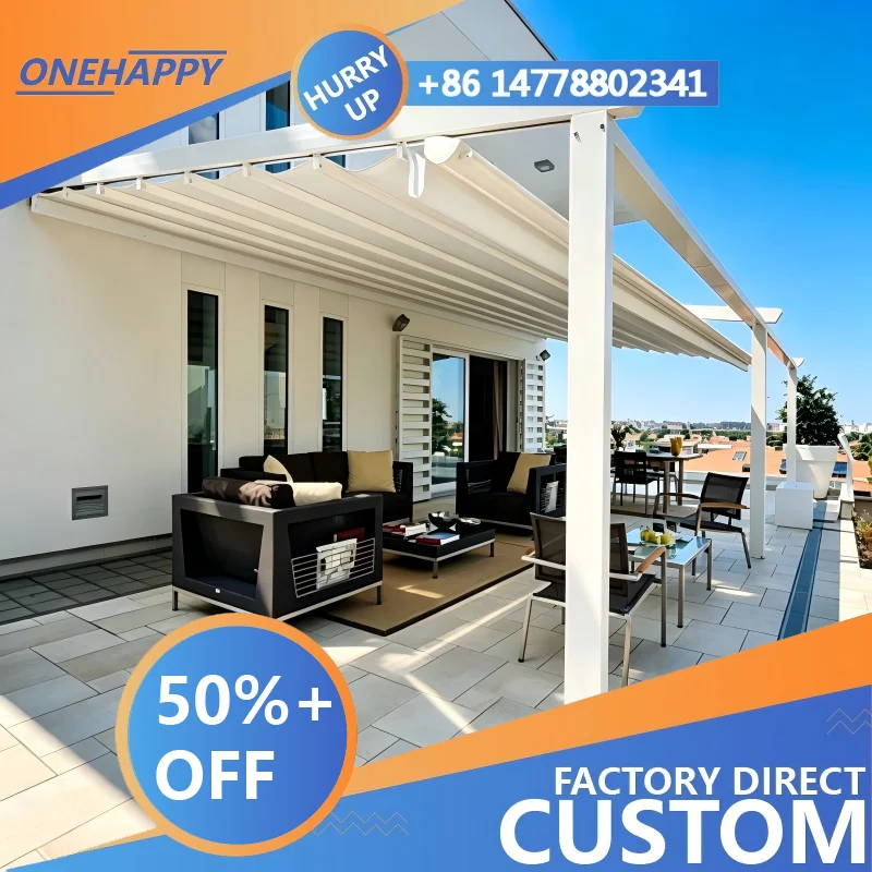 Any Size Custom Aluminum Bioclimatic Pergola Compatible With Side Blinds Remote Louvers Water Privacy Outdoor Patio Sun Shelter