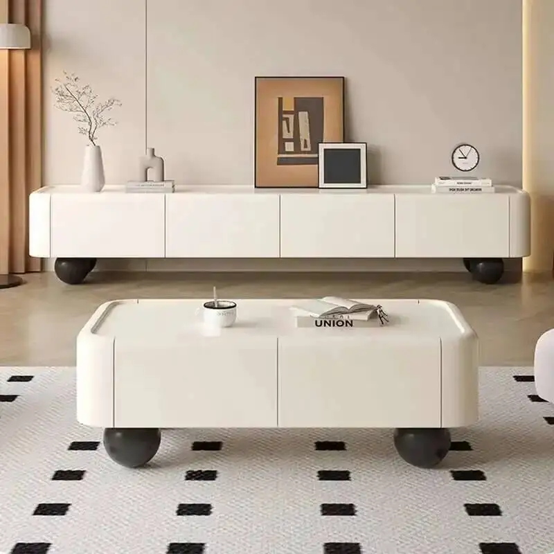 غرفة المعيشة البيضاء تلفزيون تقف المحمول الحديثة عرض أدراج فاخرة طاولة تلفاز أفلام مصمم تخزين Suporte Para Tv أثاث المنزل #2