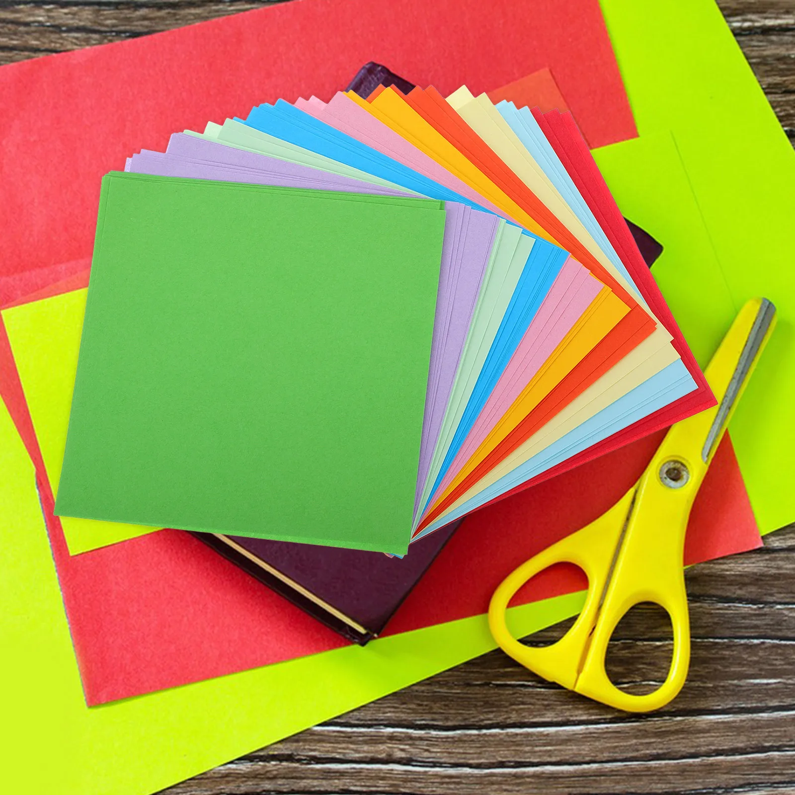 100 vellen dubbelzijdig gekleurd origami-papier vierkant bouwpapier doe-het-zelf ambachten handwerk kunstprojecten levendige kleuren