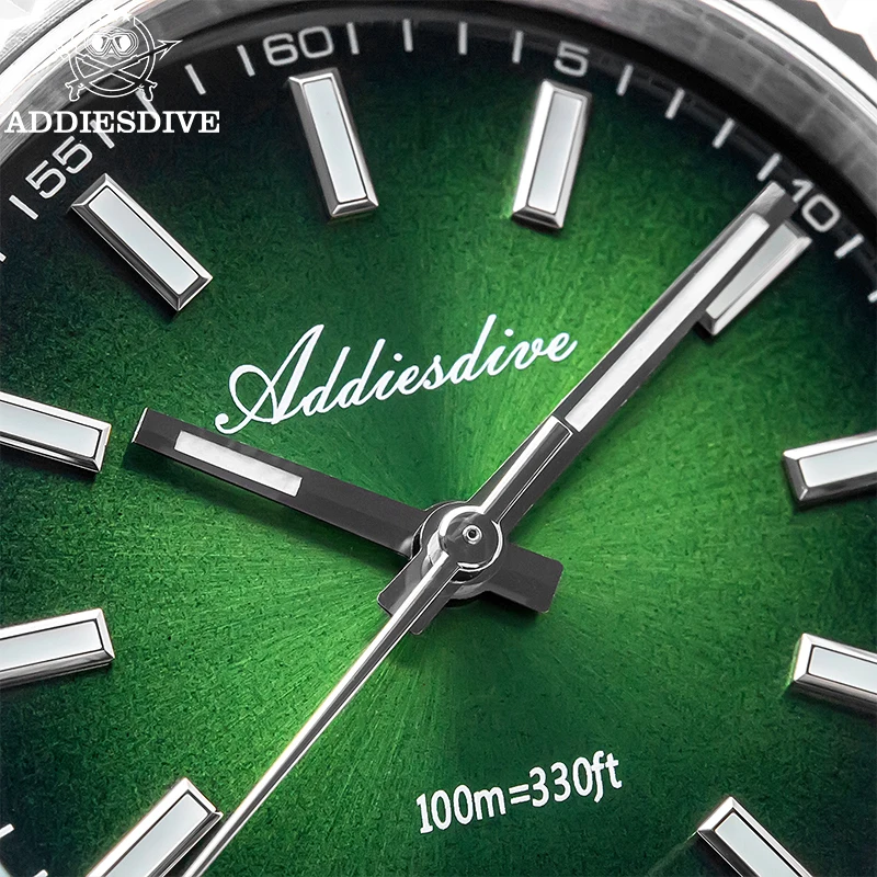 Addiesdive ساعة رجالي جديد الياقوت الزجاج المقاوم للصدأ VH31 ساعات كوارتز سامسونج 100 متر مقاوم للماء مضيئة ساعة فاخرة AD2073