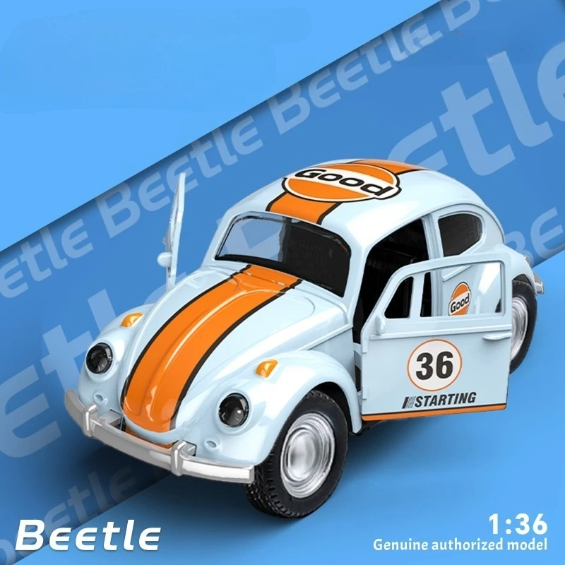 1:36 1955 Classic retro Gulf Beetle alloy pull back toy car model boys' car model children's simulation