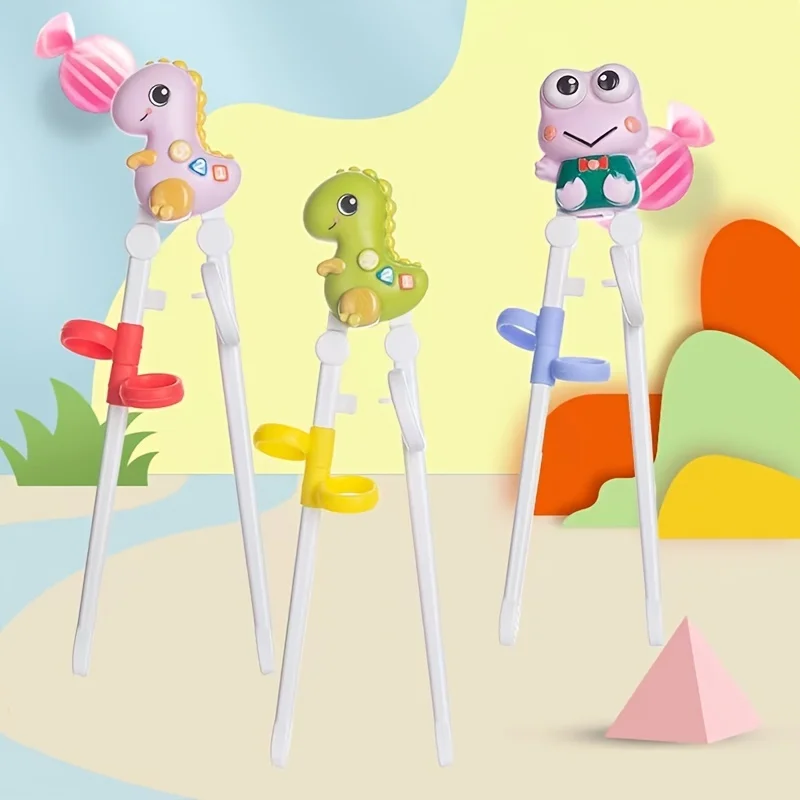 Kids Children Training Chopsticks, Dinosaur And Frog Shape Fun Practice Chopsticks Toy For Baby, Toddler Beginners Learning Chop