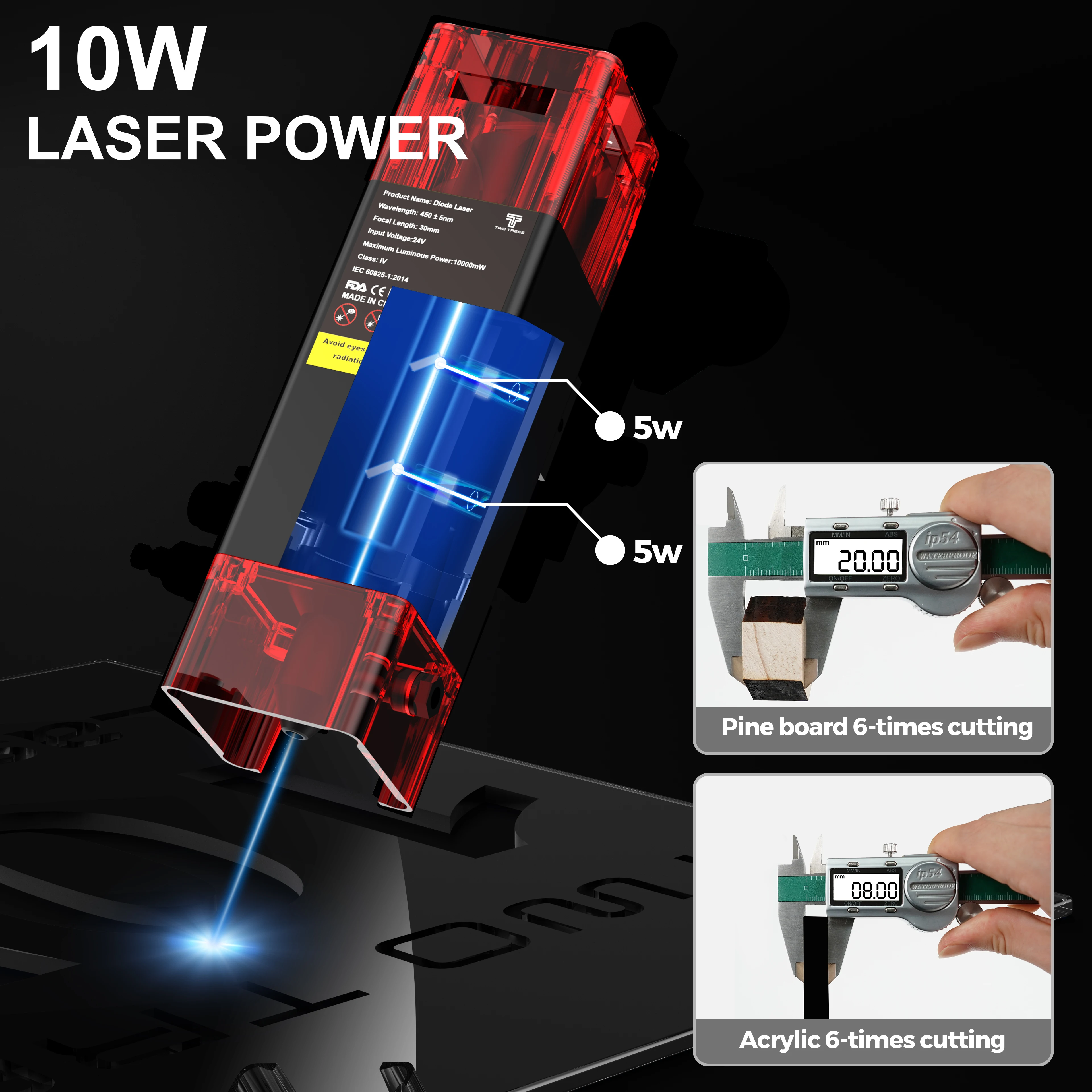 TWOTREES TTS-10 Pro Laser Engraver Stainless Steel Logo Printer Metal Laser Engraving Machine For Cutting Acrylic Wood Leather