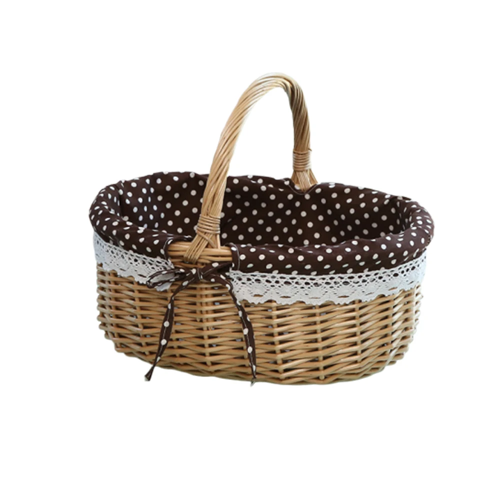 

Rattan Storage Basket Food Serving Gathering Picnic Wicker Bamboo Vegetables Fruit Picking Primary Color Unique