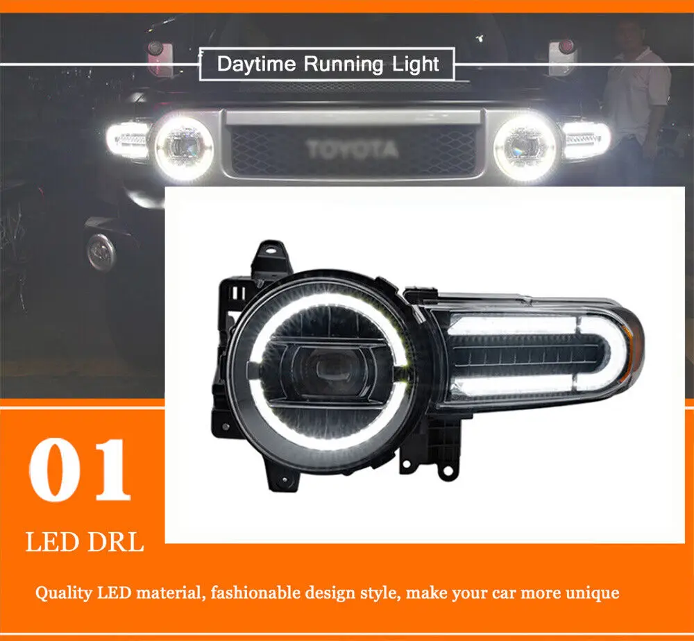 LED Headlights  For Toyota FJ Cruiser 2007-2021 LED DRL Dynamic Turn Signal