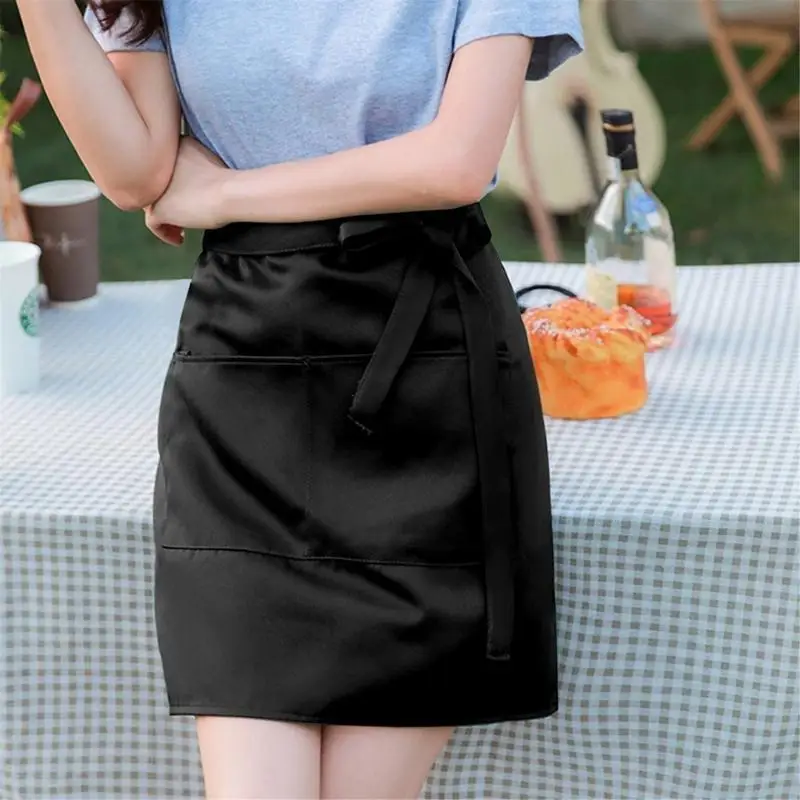 39BB قصيرة نصف المئزر مآزر الطبخ مريلة الخصر النادلة المئزر مع جيوب النادل المئزر المطبخ المئزر للنساء والرجال