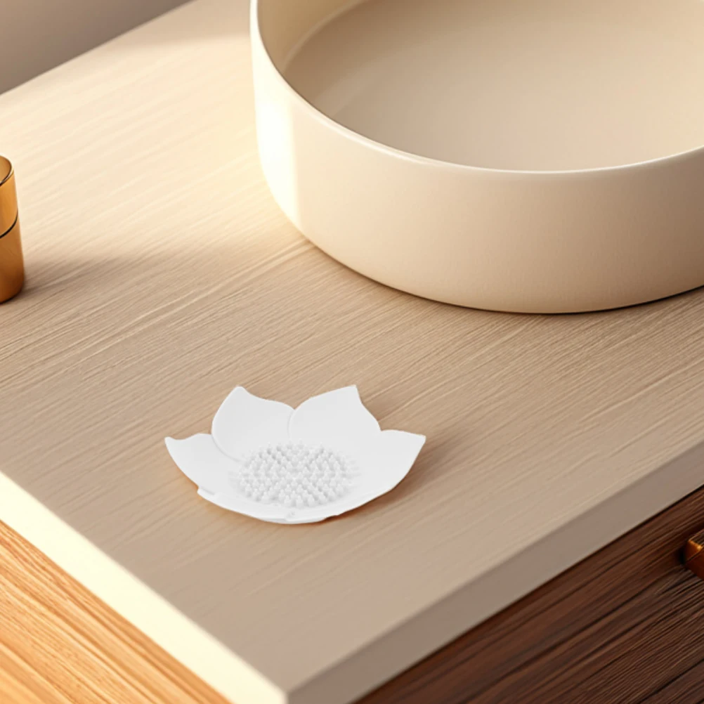 

3pcs Silicone Tray Round Dish Bathroom Lotus Flower Drainage Soap Dish Shower Kitchen Countertop Soap Holder for Family