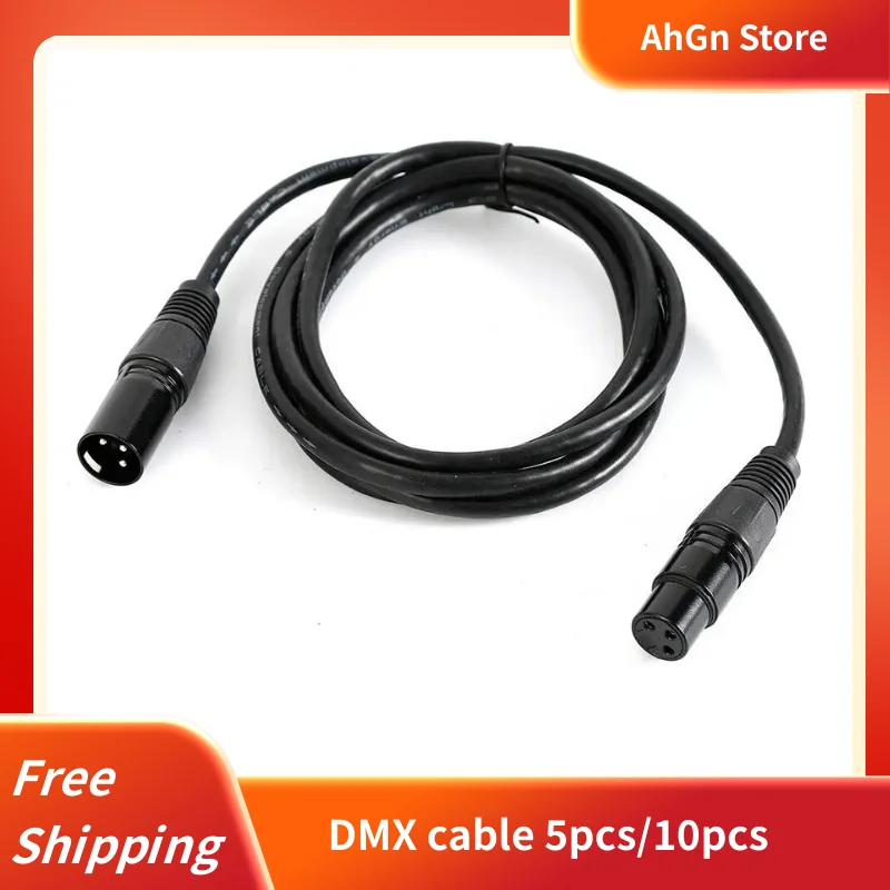 DMX-Kabel 10 Stück 2m 3-polig Bühnenbeleuchtungskabel Schwarz Audio-Steuerkabel für Moving Head Light Par Light DJ Party Hochzeit