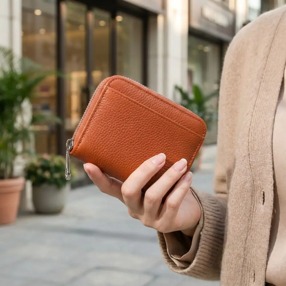 Coin Pouch Portable Women's Wallet Solid Color Multi slot Zipper Card Holder Multiple Card Fashion Card Bag Student
