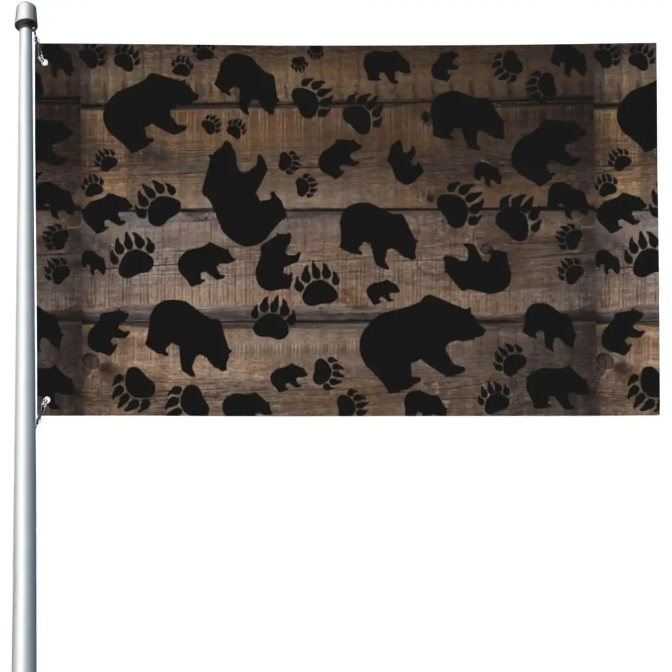 Black Bear Black Bear Paws Polyester Flag Print with Visibility Fade-Resistant for Indoor Outdoor Decor