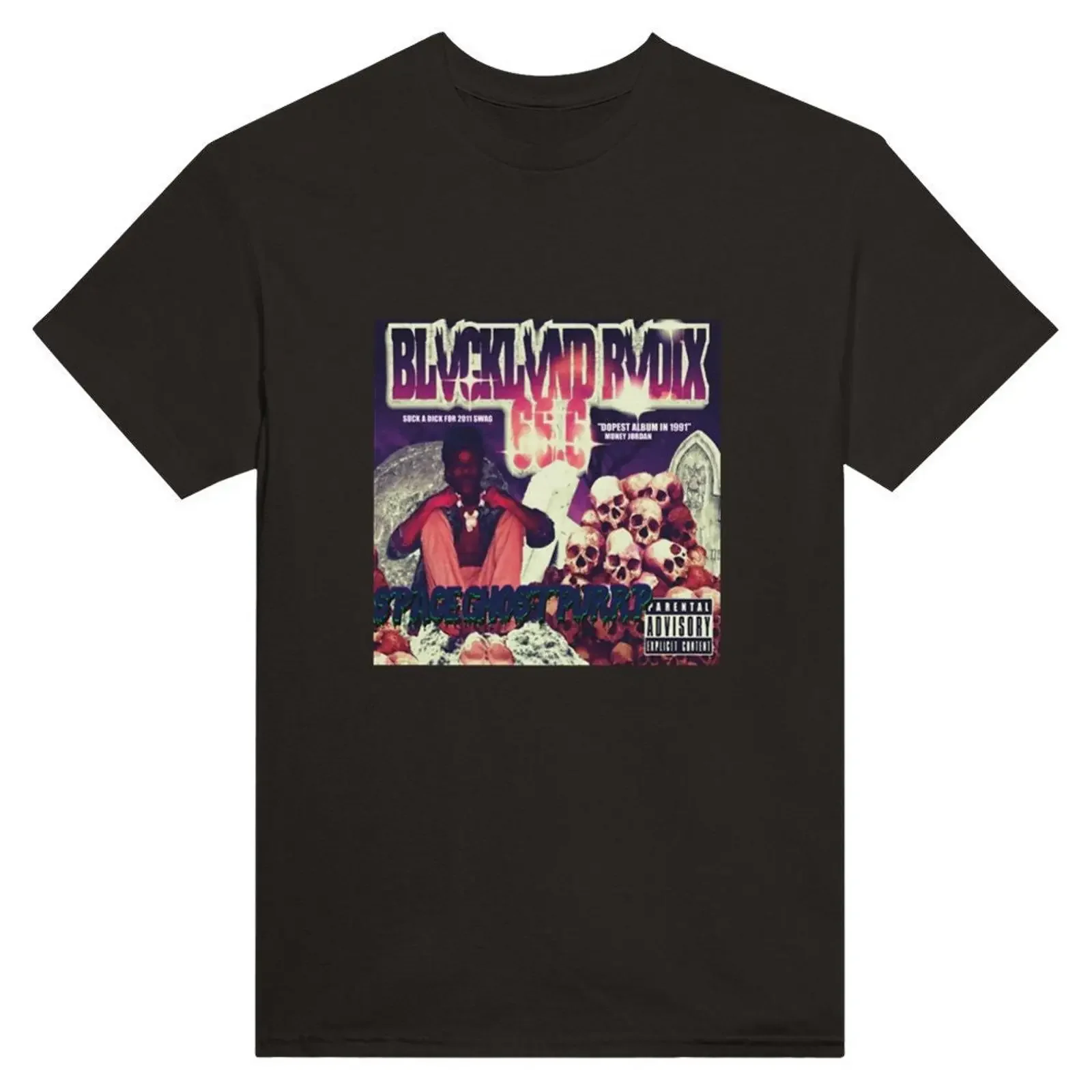 SpaceGhostPurrp Blackland Radio BLVCKLVND Rvdix 66 6 T Shirt vintage Washed Soft graphic Slightly fashion Stretched Casual
