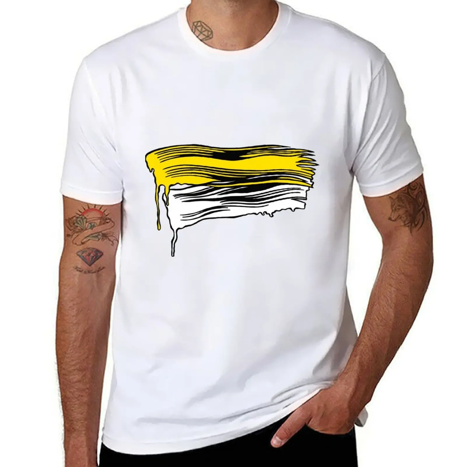 

Lichtenstein Brush Strokes: Yellow T-Shirt t shirts for man graphic funny man t shirt designer T-shirt