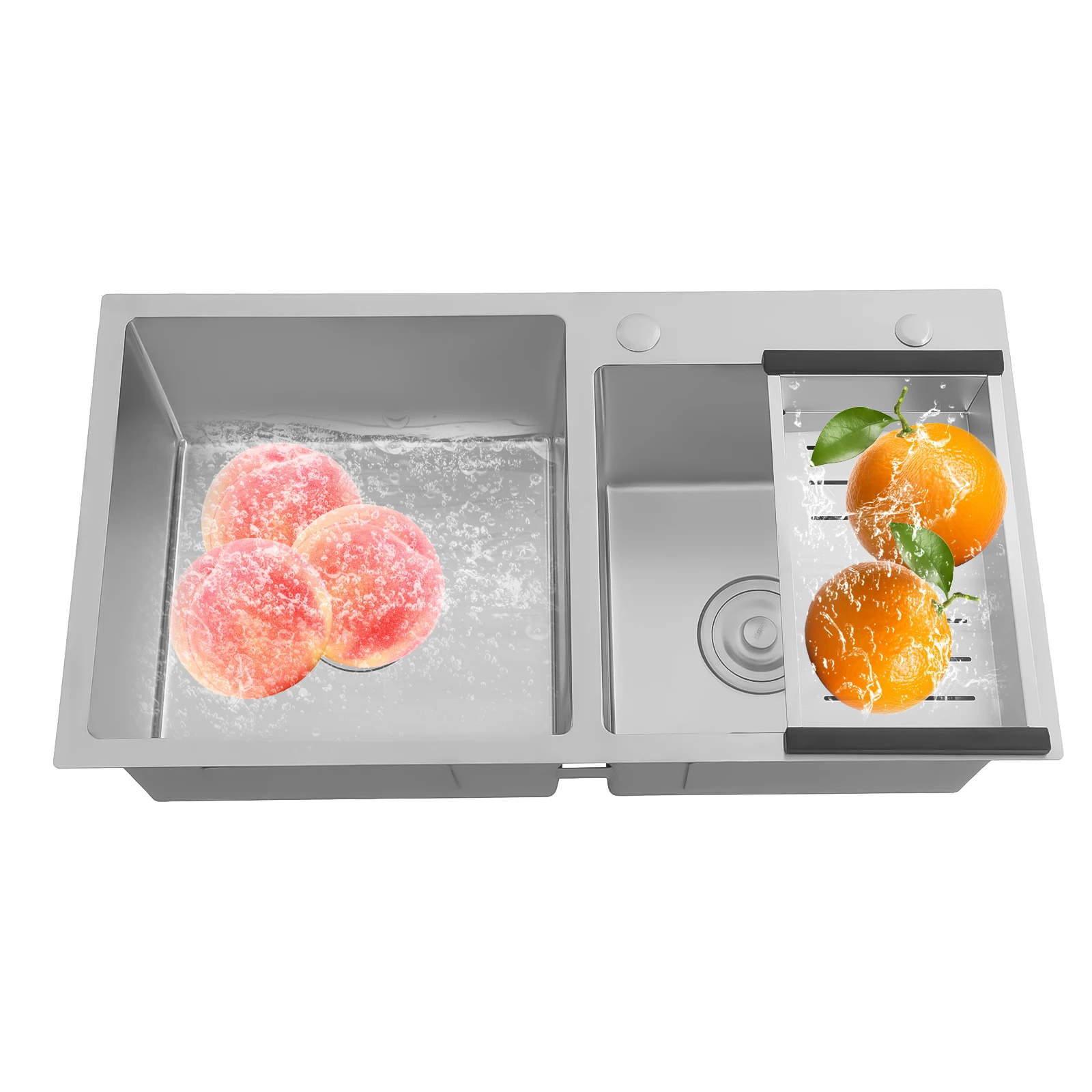 

Кухонная мойка из нержавеющей стали, кухонная мойка с двойной чашей, устойчивая к ржавчине кухонная мойка со сливной корзиной и V-образным сливом