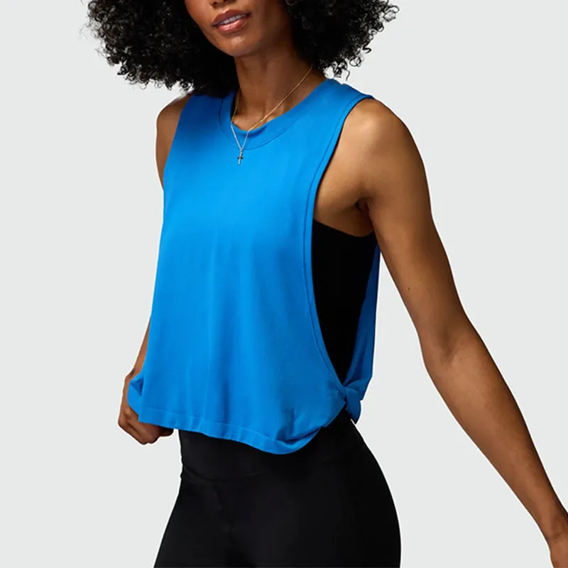 Women Sleeveless Yoga Tops Mesh Quick Dry Breathable Blouse Cover Up Gym Workout Cool T-Shirt Running Short Tank Crop Top