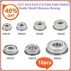10pc F623 F624 F625 F26 F688 F604 F608ZZ Double Shield Miniature Bearing Steel Flange  3D Printer Accessories 8x25x22x7mm