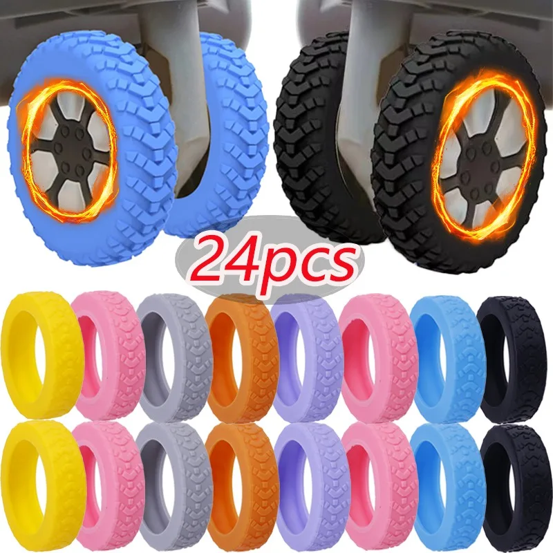 1/24Pcs Reduce Noise Travel Luggage Wheels Cover Luggage Accessories Thicken Texture Silicone Wheels Protector for Luggage