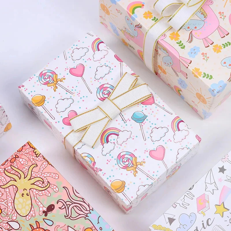 Fold Rainbow & Unicor Wrapping Paper Valentine Wedding Decoration Gift Wrap Artware Packing Paper Origami Paper 50*70cm