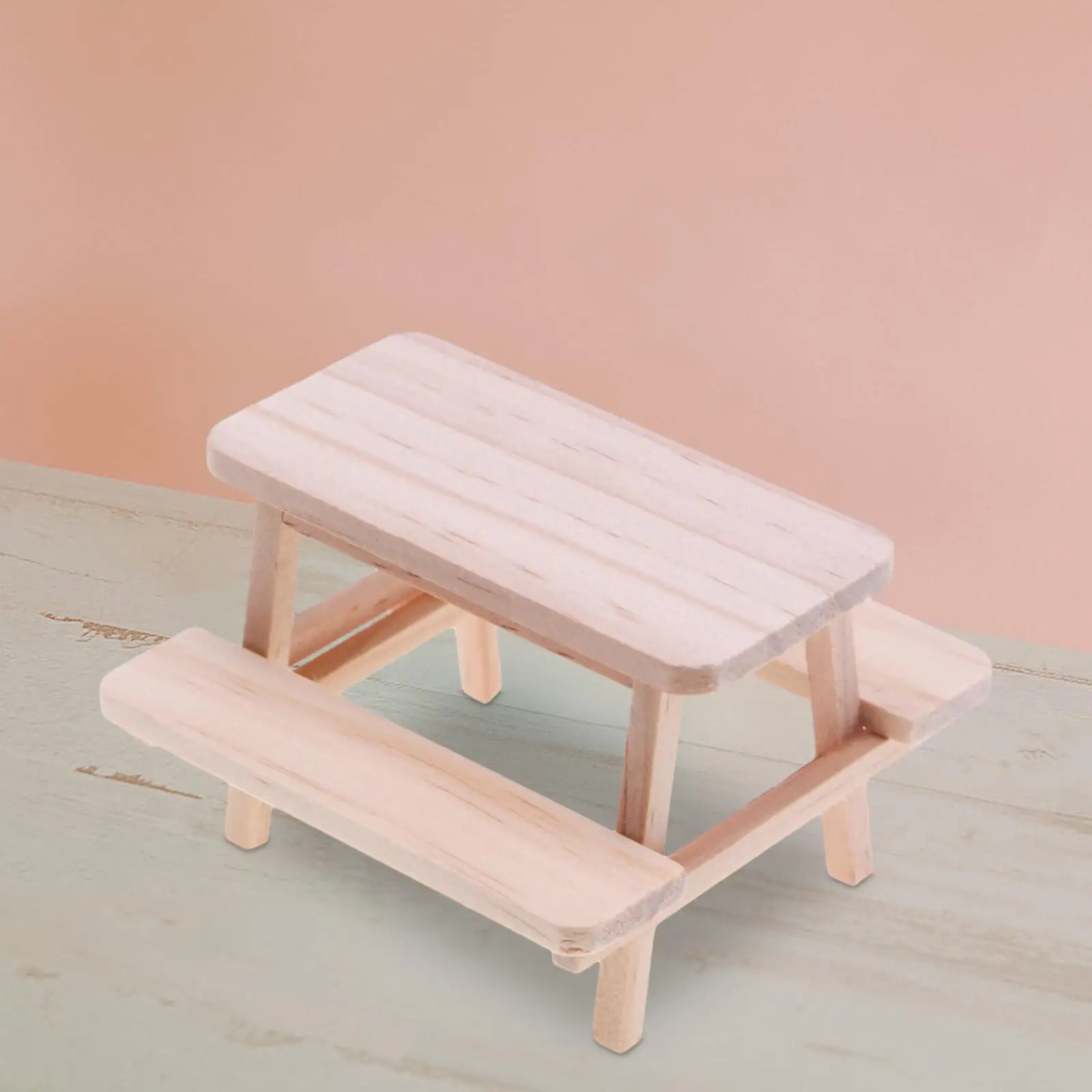 1:12 Dollhouse Table and Chair Set Model Wooden Table Stool Model Dioramas Miniature Furniture for Micro Landscape Sand Table