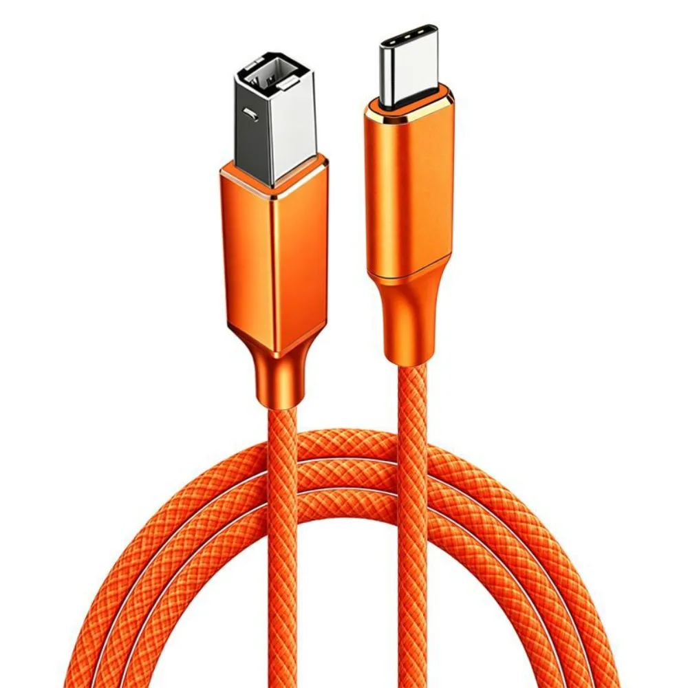 USB 2.0 USB-C Printer Cable 480Mbps Plug And Play USB-B Data Cord Wide Compatibility Nylon Braided Printer Sync Lead