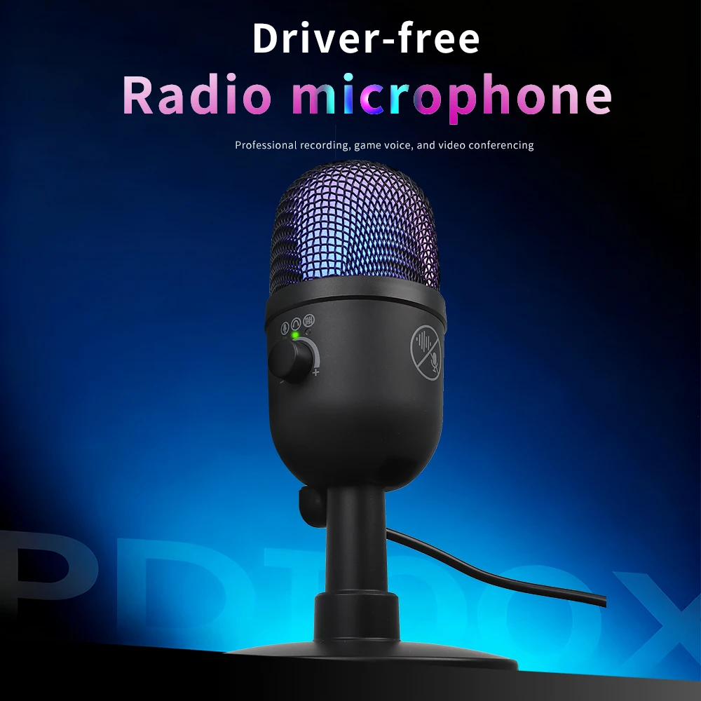 FUHAM MU5000 USB Condenser Mic RGB Gaming with Noise Cancelling Plug&Play for PC Phones Karaoke Online Class Streaming Recording