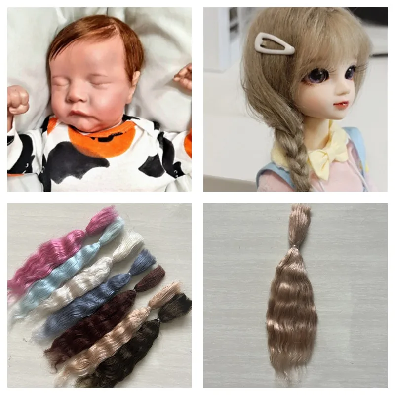 New Reborn ตุ๊กตา Mohair นมสีน้ําเงินเข้มชากาแฟสีน้ําตาลเข้มสีสําหรับตุ๊กตา Reborn Handrooted ผมวิกผม