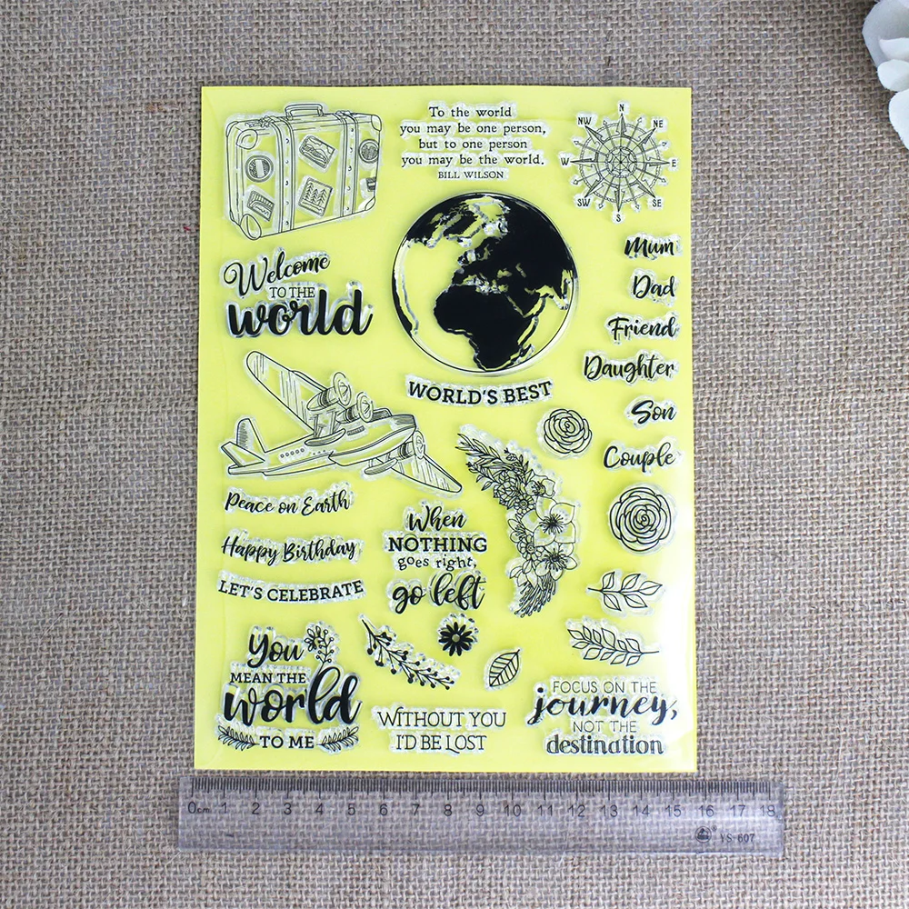 Earth Travel Blessings Words Clear Silicone Stamps DIY Handmade Scrapbooking Kids Happy Birthday Album Photo Craft Chapter Stamp