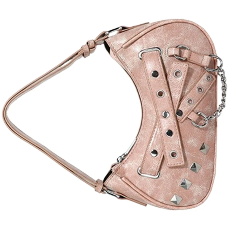 Modern Underarm Bag Delicate Rivet Handbag Functional PU Leather Shoulder Bag Suitable for Various Occasion