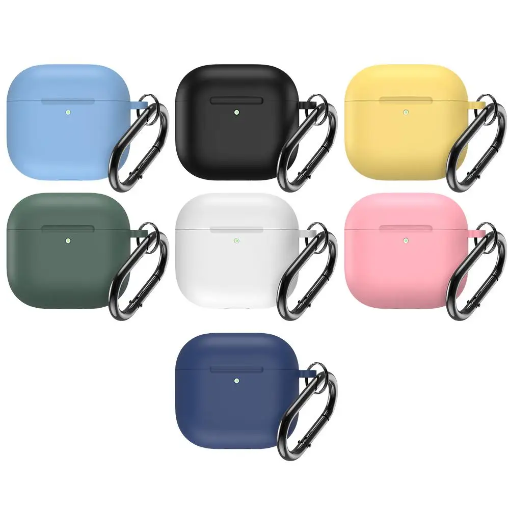 Silicone integrado estojo protetor para airpods 4, cor sólida, anti queda, fone de ouvido protetor shell