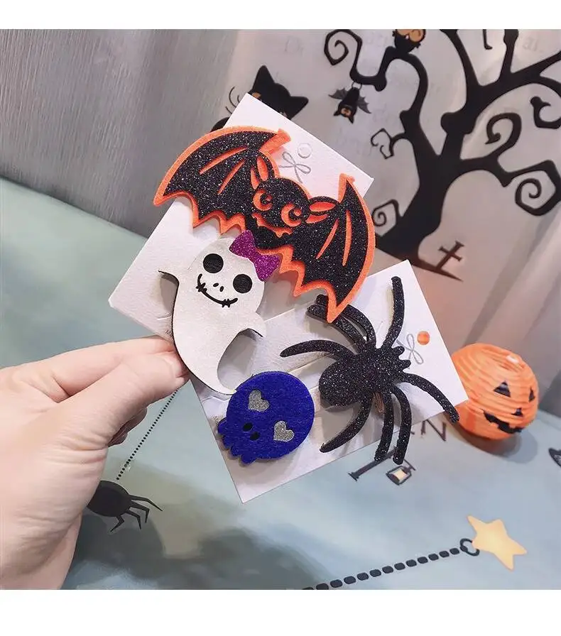 

Spider Bat Girl Plays Hair Clips Cartoon Hair Accessories Hot Sale Halloween Cosplay Headdress Pumpkin Head Devil Funny Hairpin